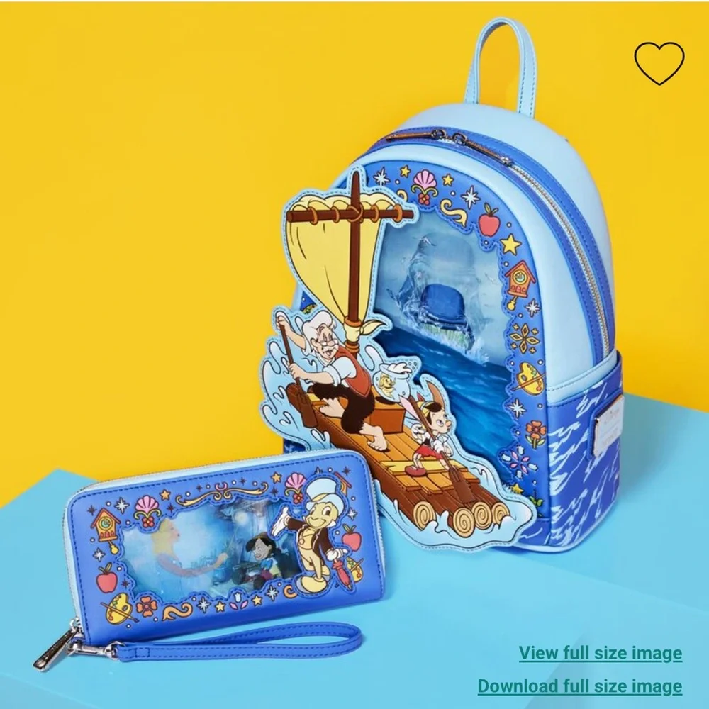 Loungefly Loungefly Pinocchio Raft Monstro Lenticular Mini Backpack & Wallet